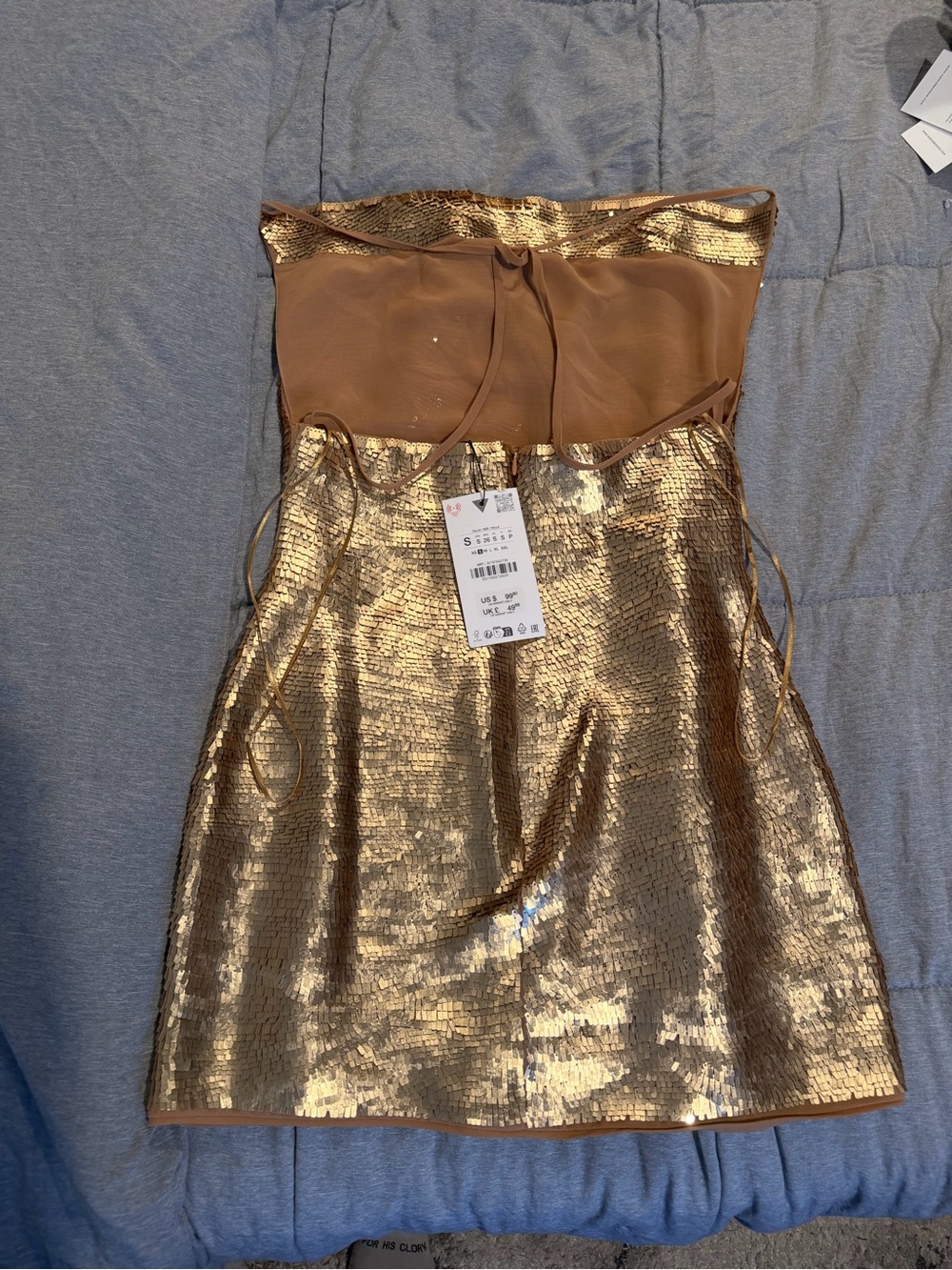 Zara Gold Sequin Mini Dress - Picture 2 of 2